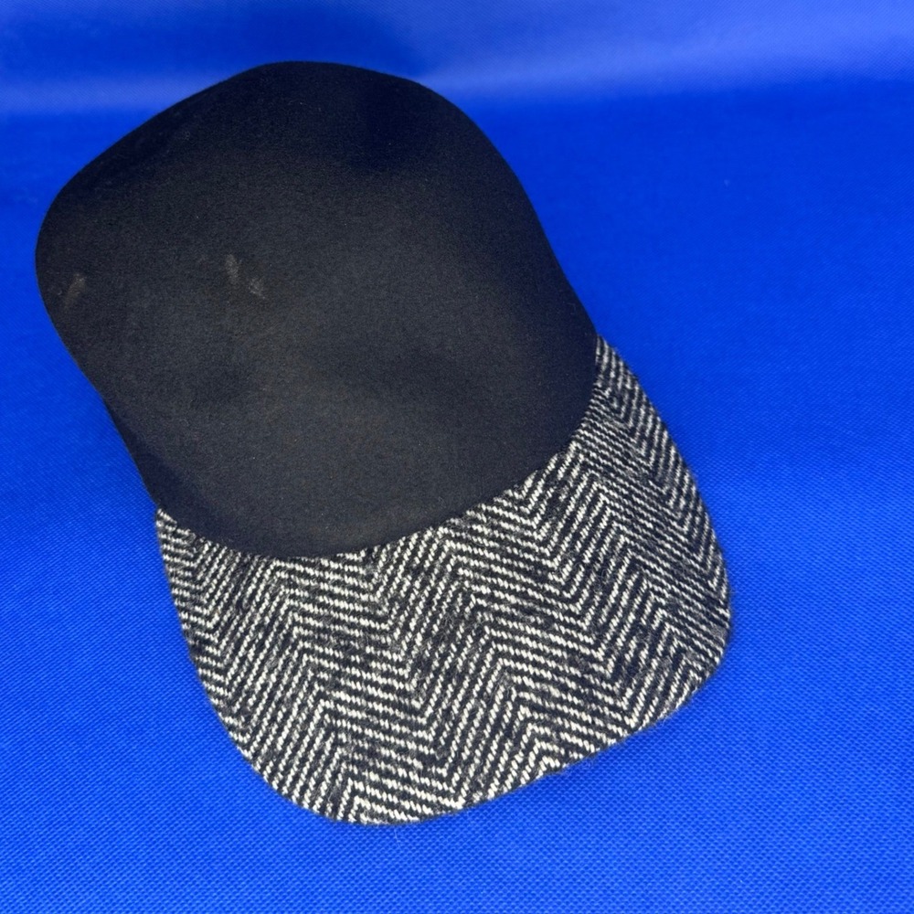 Wool Baseball Cap Black Herringbone Brim Hat Dark Academia Peaky Blinders Urban